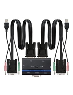 CONMUTADOR KVM NANOCABLE 2PC USB AUTOM. + CABLES
