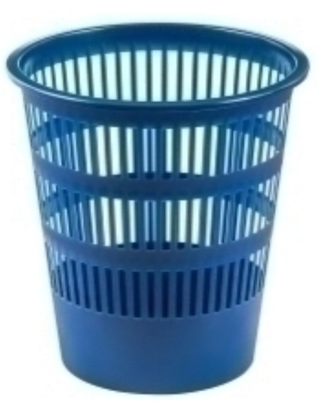 PAPELERA REJILLAS PLASTICO AZUL