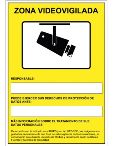 CARTEL PVC AMARILLO CAMARA VIGILANCIA