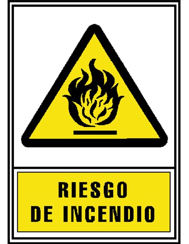 CARTEL PVC AMARILLO RIESGO INCENDIO