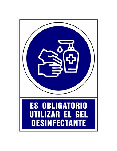 CARTEL PVC AZUL OBLIGATORIO USAR DESINFECTANTE