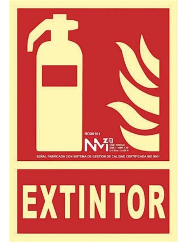 CARTEL PVC ROJO EXTINTOR LUMINISCENTE