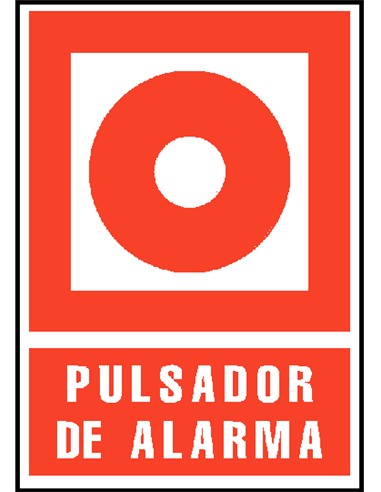 CARTEL PVC ROJO PULSADOR DE ALARMA