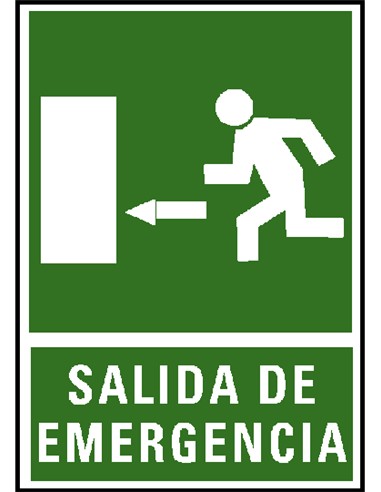 CARTEL PVC VERDE SALIDA EMERGENCIA FLECHA IZQ.