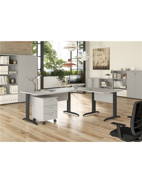 MESA PATAS METALICAS GRIS 160x80x72