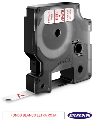 CINTA DYMO 1000 12x7m. Fondo blanco letra roja