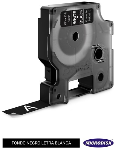 CINTA DYMO 1000 12x7m. Fondo negro letra blanca