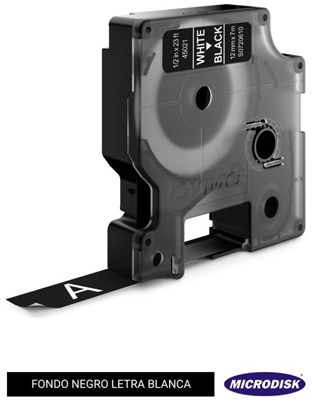 CINTA DYMO 1000 12x7m. Fondo negro letra blanca