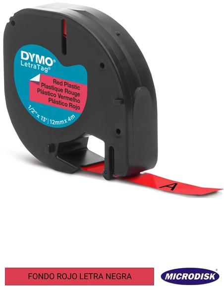 CINTA DYMO LETRATAG 12x4m Fondo rojo letra negra