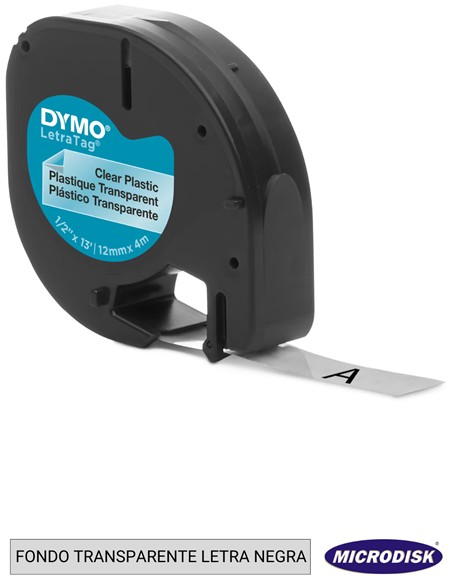 CINTA DYMO LETRATAG 12x4m Fondo transparente letra negra