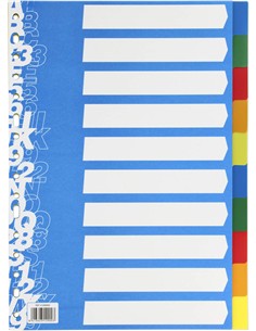 SEPARADOR FOLIO PLASTICO COLORES 10 POS. XS