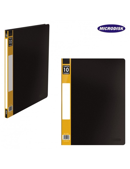 CARPETA FOLIO 10 FUNDAS TAPA RIGIDA