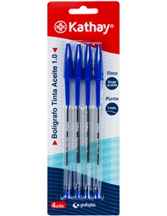BLISTER 4 BOLIGRAFO SENCILLO AZUL