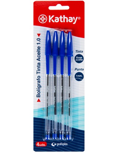 BLISTER 4 BOLIGRAFO SENCILLO AZUL