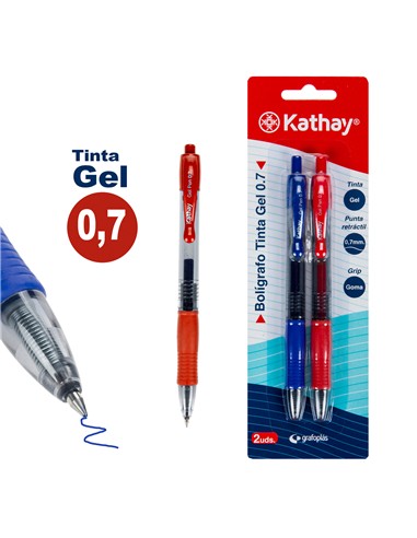 BLISTER 2 BOLIGRAFO RETRACTIL GEL AZUL+ROJO