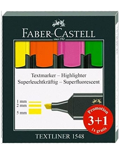 ROTULADOR FLUORESCENTE 4 COLORES FABER CASTELL