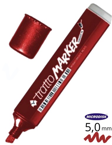 ROTULADOR TRATTO MARKER ROJO PUNTA BISELADA