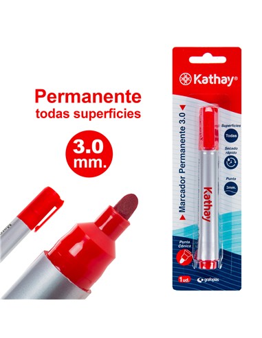 BLISTER ROTULADOR KATHAY GRUESO 3 mm ROJO