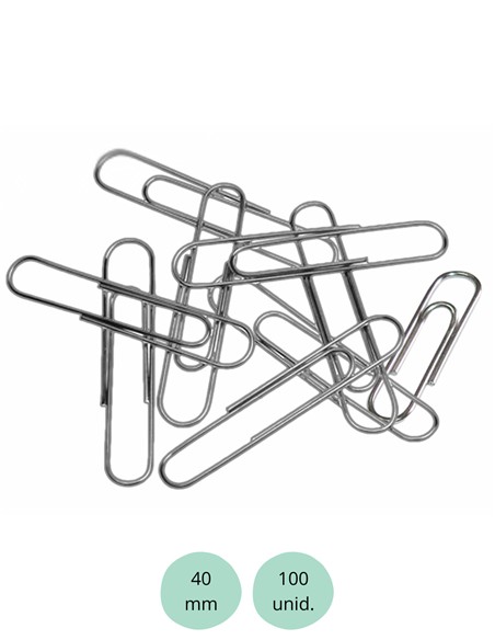 CLIP PLATA GRANDE 40 mm (100 unid.)