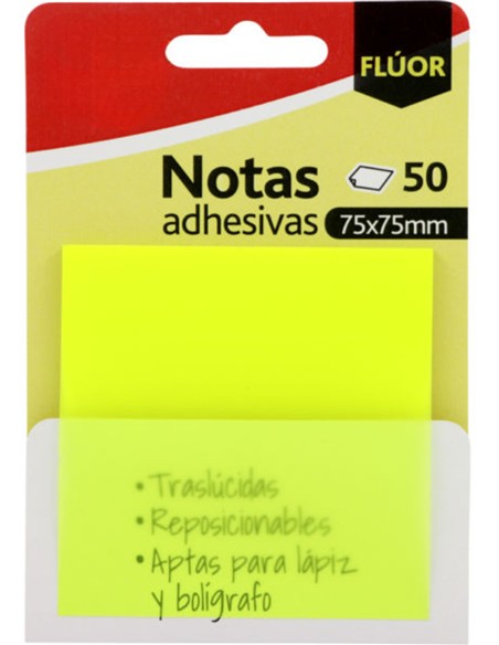 NOTAS ADHESIVAS 75X75 TRANSPARENTES AMARILLAS