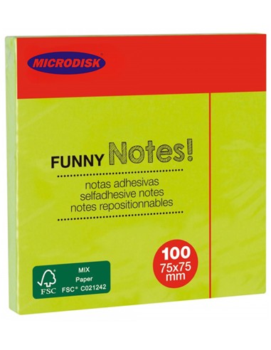 NOTAS ADHESIVAS 75X75 FLUOR VERDE 100 hojas