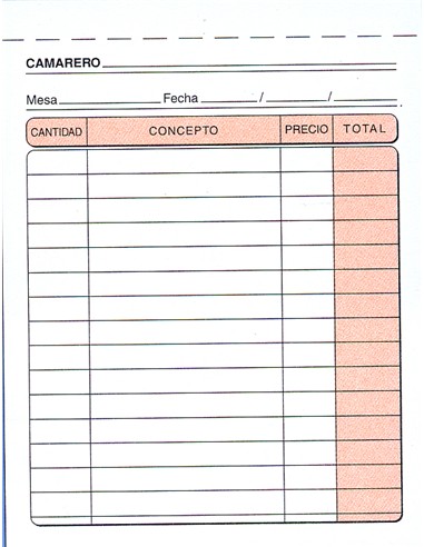 TALONARIO CAMAREROS COMANDAS 2 HOJAS LOAN
