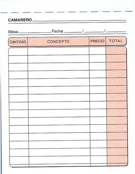 TALONARIO CAMAREROS COMANDAS 2 HOJAS LOAN