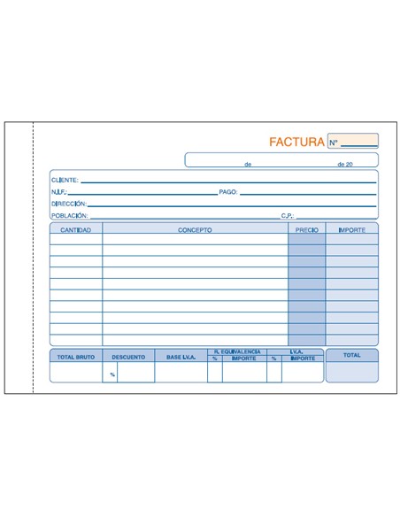 TALONARIO DE FACTURAS TAMA¥O CUARTO 3 HOJAS