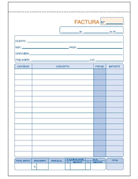 TALONARIO FACTURAS OCTAVO 2 HOJAS