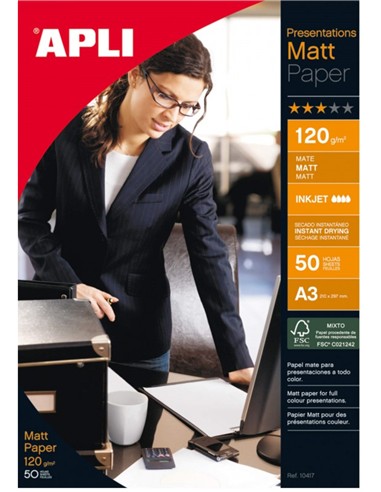 PAPEL APLI DIN A3 DE 120 GRS.MATT PAPER