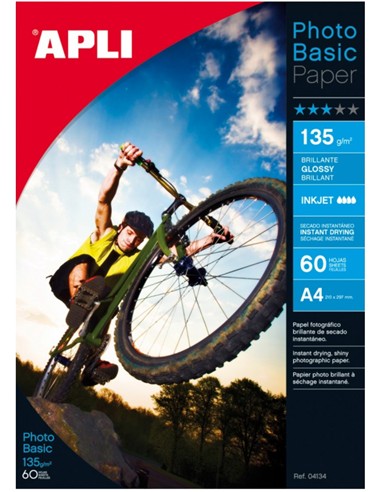 PAPEL APLI DIN A4 DE 125/135 grs.GLOSSY PAPER 60 h