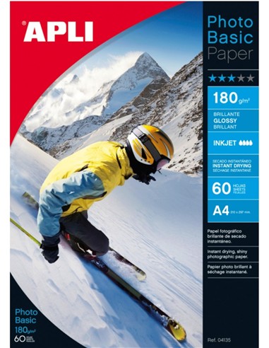 PAPEL APLI DIN A4 DE 180 grs.GLOSSY PAPER 60 hojas