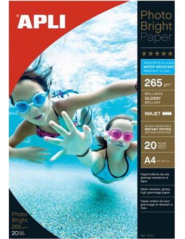 PAPEL APLI DIN A4 DE 265 grs BRIGHT WATER 20 hojas