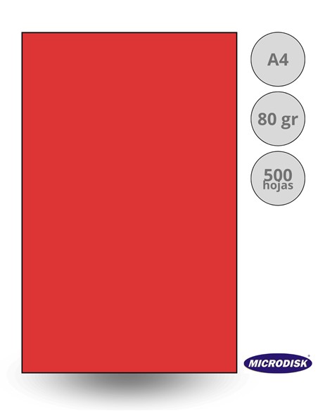 PAPEL FOTOCOPIA DIN A4 ROJO 500 hojas