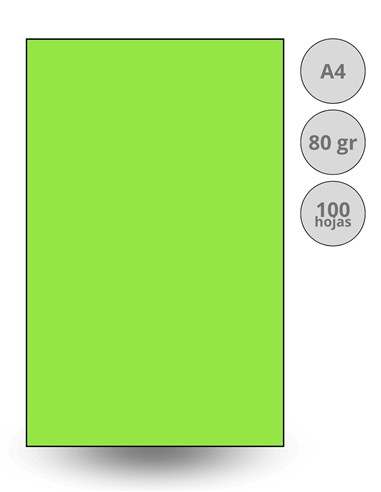 PAPEL FOTOCOPIA DIN A4 VERDE FLUOR 100 hojas