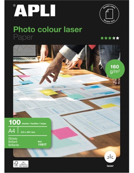 PAPEL APLI DIN A4 LASER GLOSSY 160 gramos