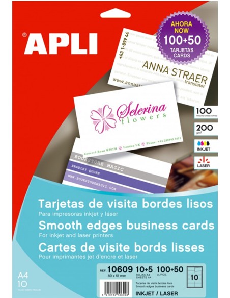TARJETAS VISITA DIN A-4 BLANCAS BORDES LISOS