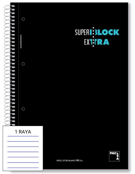 BLOC ESPIRAL FOLIO 1 RAYA TAPA DURA