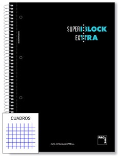 BLOC ESPIRAL FOLIO CUADROS TAPA DURA 80 hojas