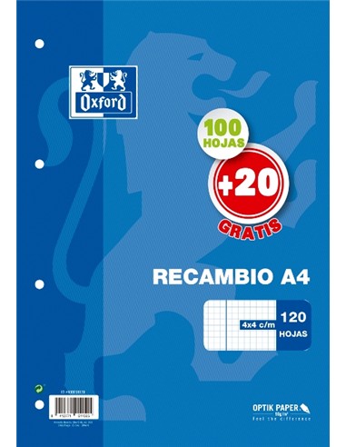 RECAMBIO MULTITALADRO OXFORD FOLIO CUADROS