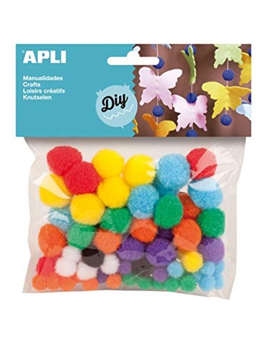 POMPONES COLORES SURTIDOS (78 unid)