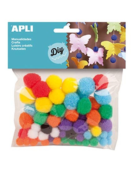 POMPONES COLORES SURTIDOS (78 unid)