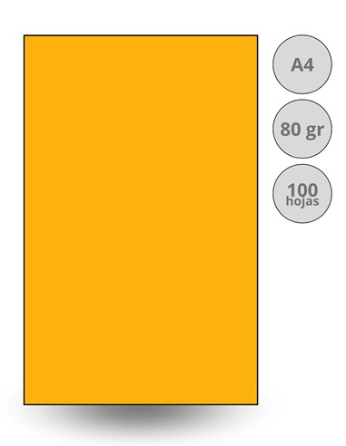 PAPEL FOTOCOPIA DIN A4 NARANJA FLUOR 100 hojas