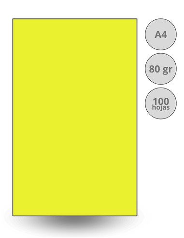 PAPEL FOTOCOPIA DIN A4 AMARILLO FLUOR 100 hojas