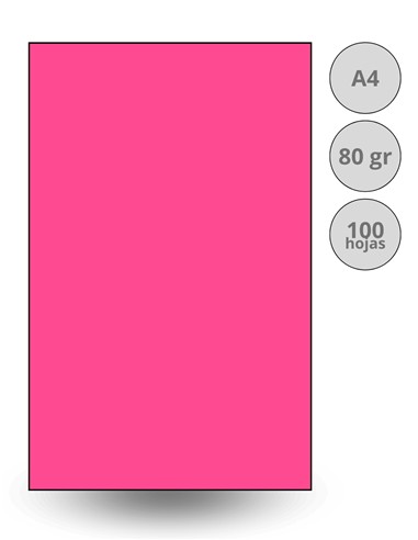 PAPEL FOTOCOPIA DIN A4 FUCSIA FLUOR 100 hojas