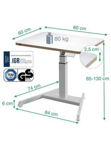 MESA LECTRICA LEITZ 80x60 cm.