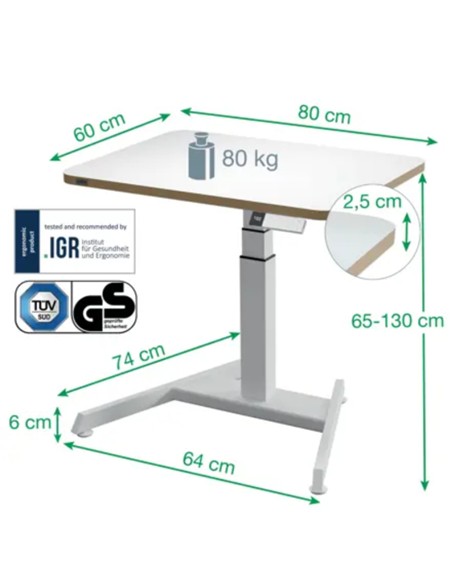 MESA LECTRICA LEITZ 80x60 cm.