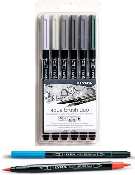 ESTUCHE ROTULADOR LYRA TONOS GRISES 6 unid.