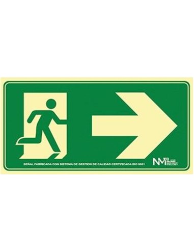 CARTEL PVC VERDE SALIDA EMERGENCIA DCHA RECTANGULA