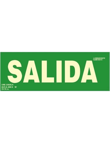 CARTEL PVC VERDE SALIDA LUMINISCENTE